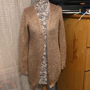 Metallic rose gold open knit cardigan